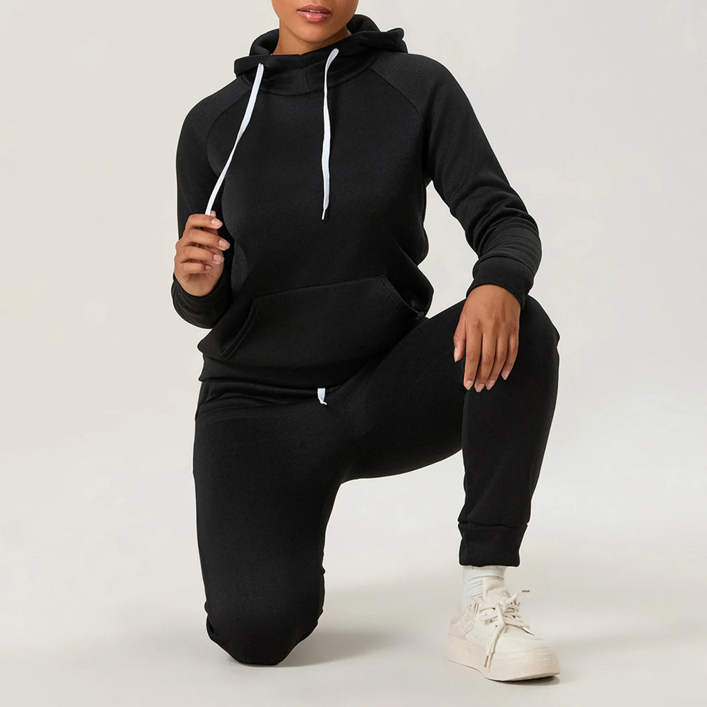 Women's Winter Running Tracksuit Set - Hooded Top & Trousers | Stravix