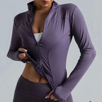 Women's Zip-Up Running Jacket - Lightweight & Breathable for Winter Training