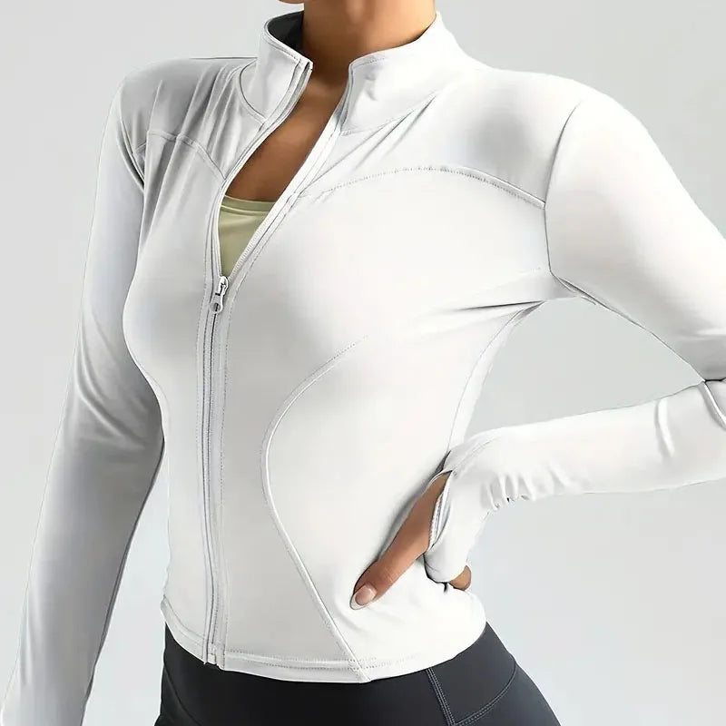 Women's Zip-Up Running Jacket - Lightweight & Breathable for Winter Training